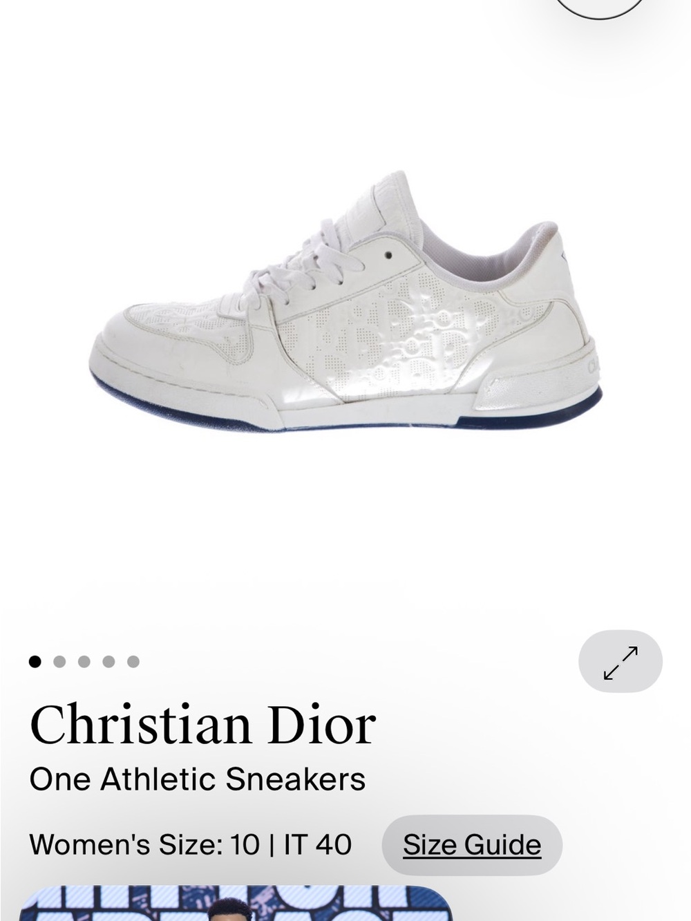 Dior Men’s White Leather Sneakers with Navy Sole
